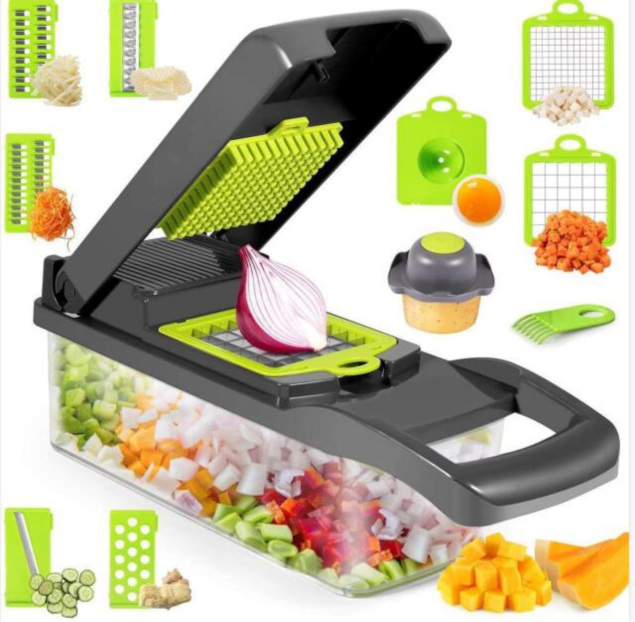 🥦 Cortador de Verduras Multiusos 12  Tipos de Corte en 1 TutiendaPreconstruida