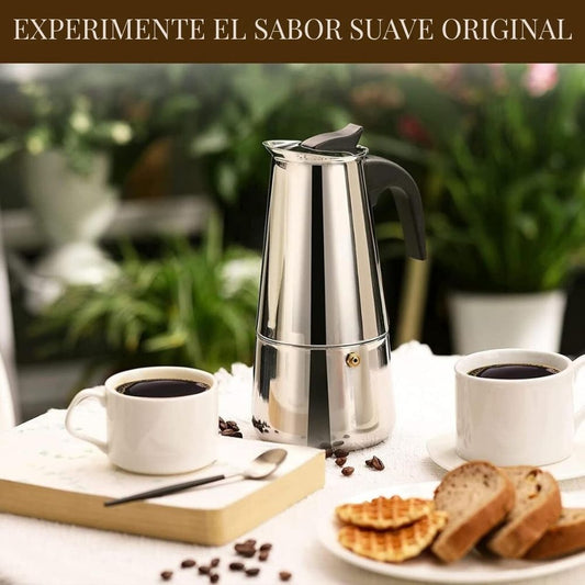 Cafetera Italiana de Acero Inoxidable – 12 Tazas Dropea