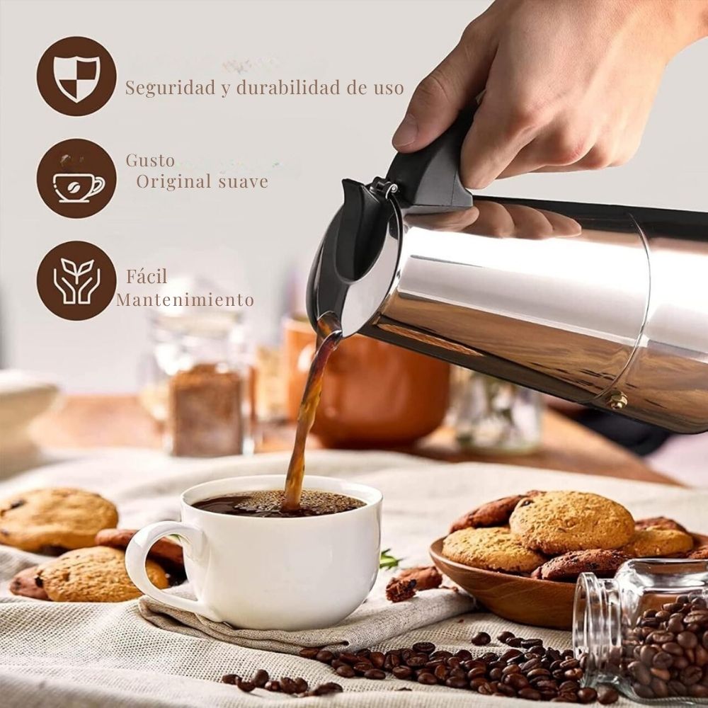Cafetera Italiana de Acero Inoxidable – 12 Tazas Dropea