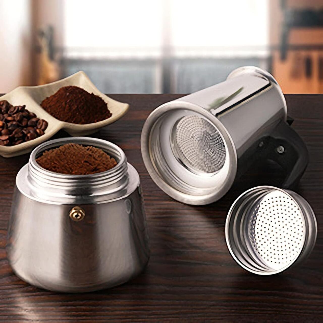 Cafetera Italiana De Acero Inoxidable 12 Tazas Inducción Dropea