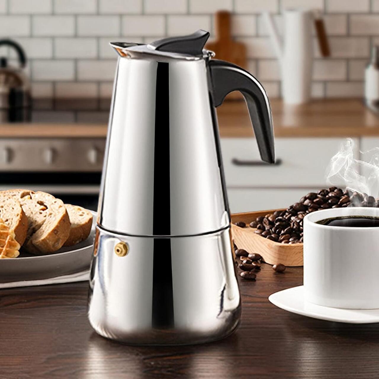Cafetera Italiana De Acero Inoxidable 12 Tazas Inducción Dropea