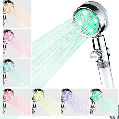 Pack Cabezal de Ducha Con Luz Led & Set Cepillo Peine Desenredador Pelo Dropea
